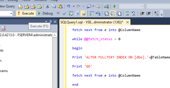 SQL Execute Query Key