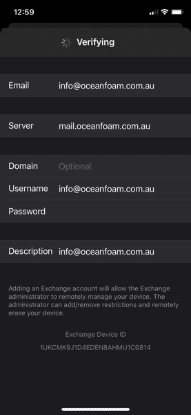 Email Exchang Verification iOS