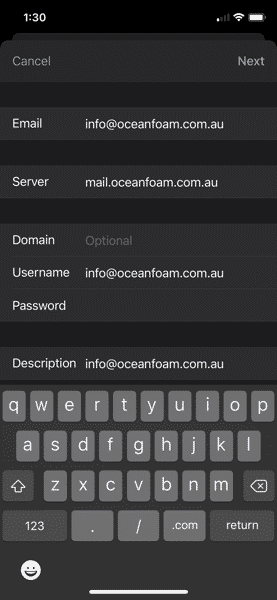 Server Address Exchang Email iOS